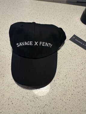 Savage X Fenty Black Baseball Cap Adjustable Strapback Hat NWT
